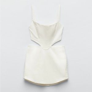 Zara White Cut-Out Denim Mini Dress / M